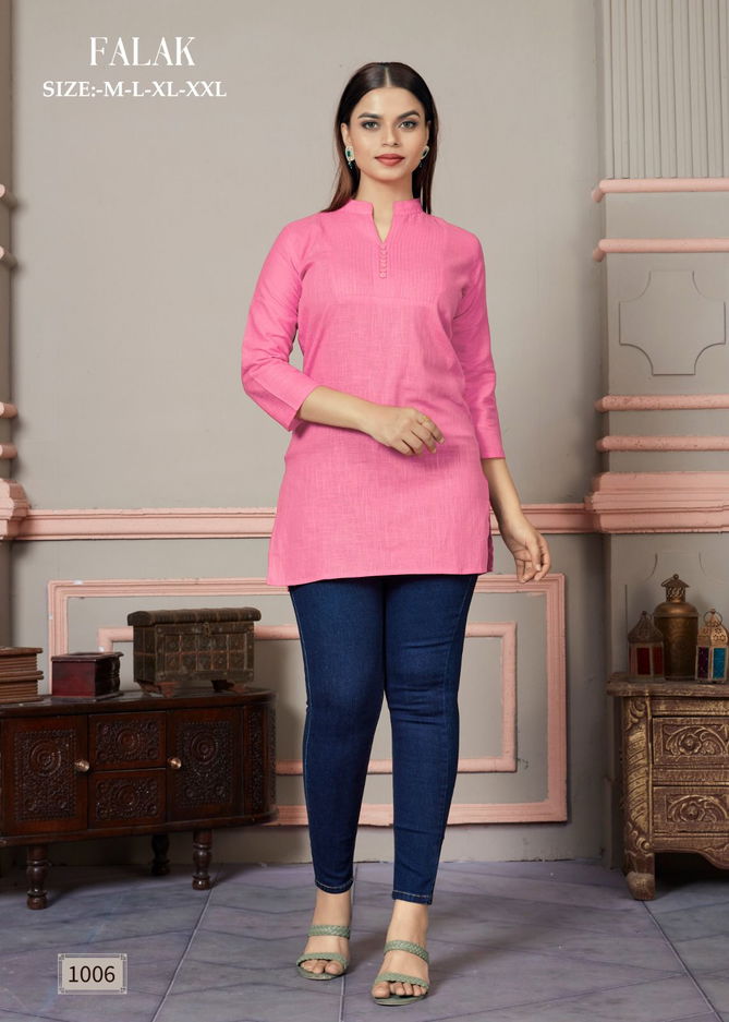 Falak By Sangeet Tunic Slub Cotton Short Kurtis Wholesale Market In Surat